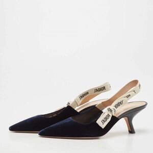 Christian Dior / J'Adior Slingback Pump heel Velvet midnight navy Blue 37 7